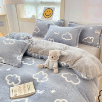 冬季牛奶绒四件套秋冬珊瑚绒被套加绒床上三件套法兰绒床单_226 1.5m床单四件套被套2.0*2.3m床单2.3*2.5m枕 奶味云朵【加密绒毛加厚保暖】