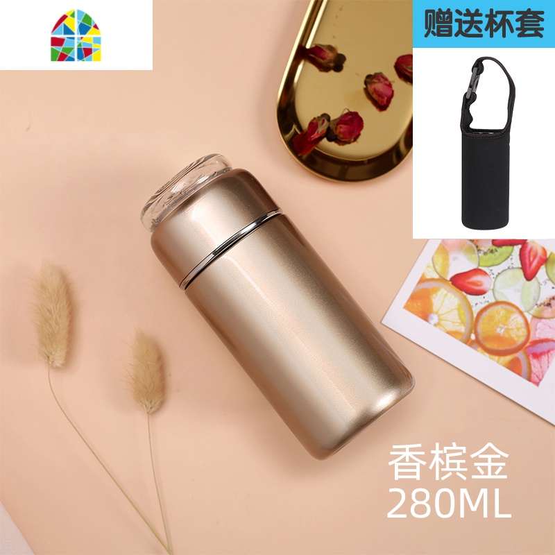 茶水分离保温杯女便携茶叶泡茶杯子防摔带过滤网红不锈钢迷你水杯 FENGHOU 香槟金-280ml高清大图