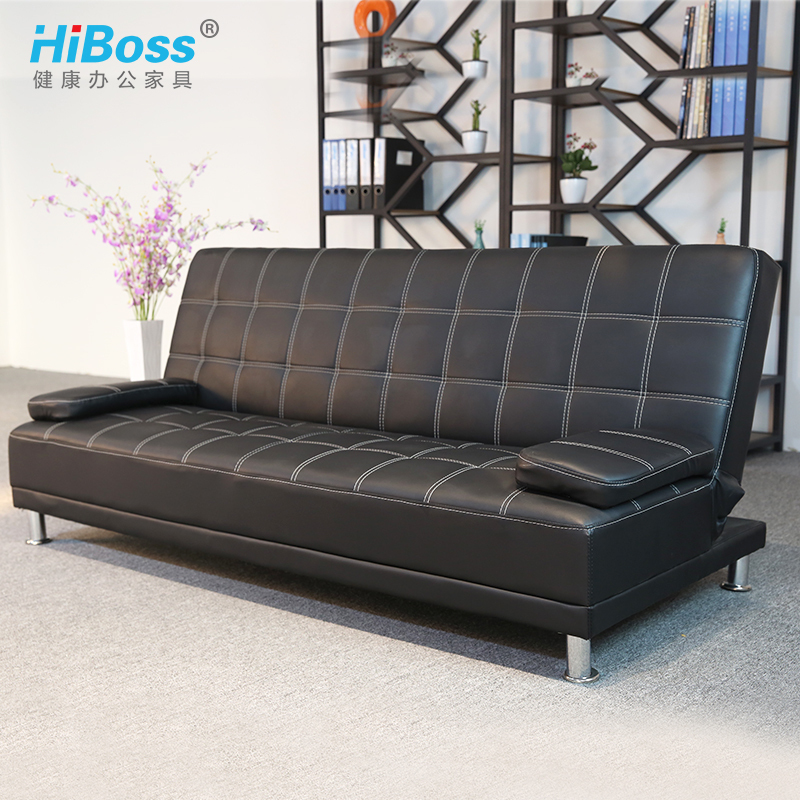 HiBoss皮艺简易沙发可折叠客厅门店出租房懒人小户型沙发床