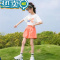 绿彩虹光女童夏装套装2023新款中大童洋气时髦儿童装10岁女孩网红短袖夏.