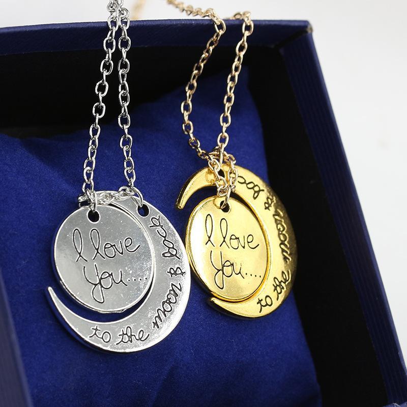 时尚欧美新款时尚月亮情侣爱心项链ywqwsp7960送女朋友七夕情人节礼物