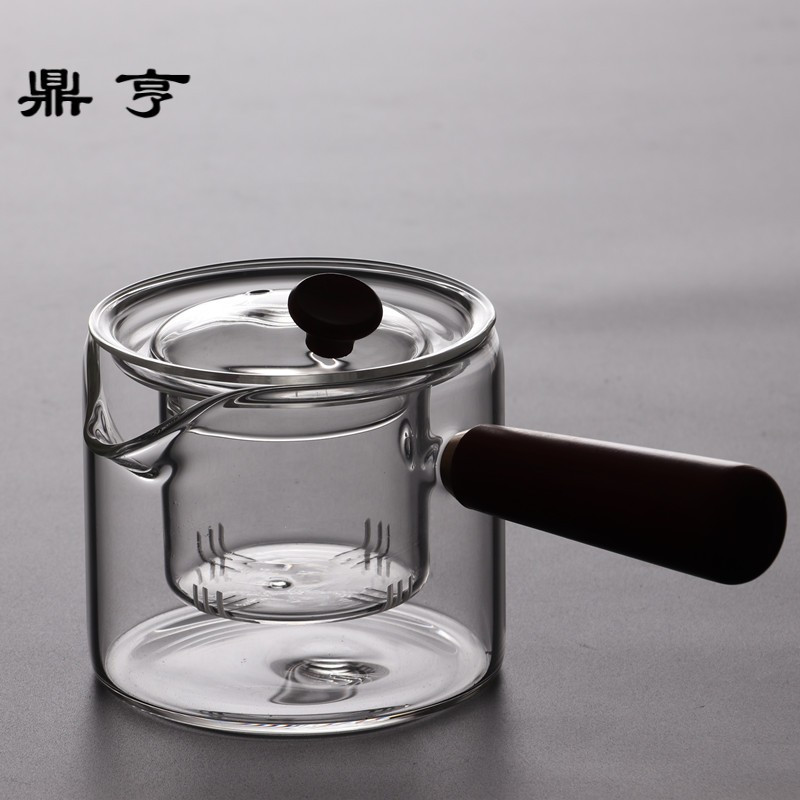 鼎亨侧把玻璃茶壶耐高温泡茶壶木把蒸煮茶壶电陶炉煮茶器家用茶具
