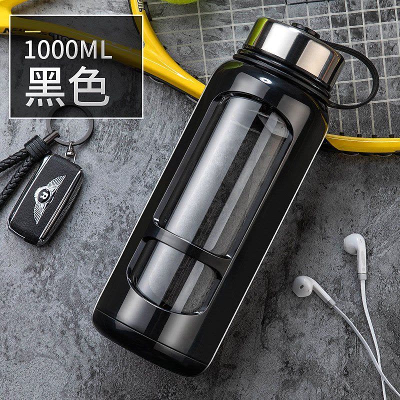 家柏饰(CORATED)超大容量玻璃杯家用便携水杯男士带盖过滤茶水分离泡茶杯子1000ml 咖啡色1000ml图片