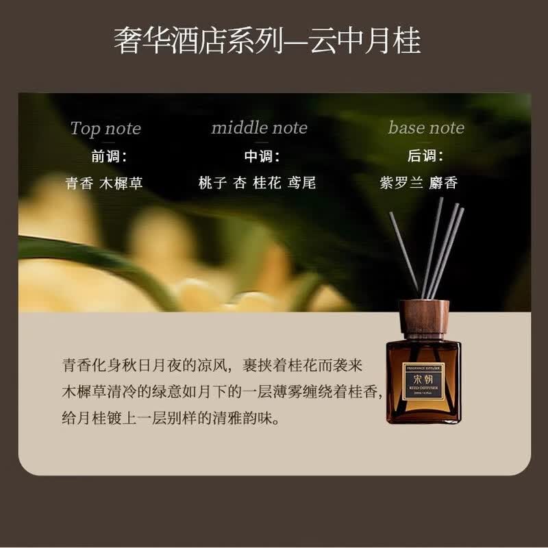 宋朝奢华酒店无火香薰卧室内持久香氛伴手礼 云中月桂 200ml高清大图