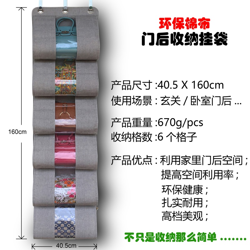 后包包收纳家用墙挂式透明挂包袋防尘布艺挂袋放包包的架子收纳袋 三维工匠高清大图