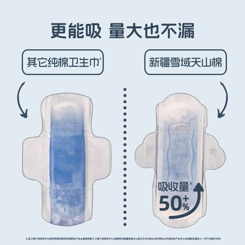 她研社 新疆棉卫生巾 日用/夜用290mm*6片高清大图