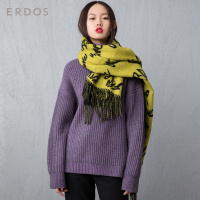 ERDOS 纯色简约半高领坑条针织女士纯羊绒衫针织衫保暖