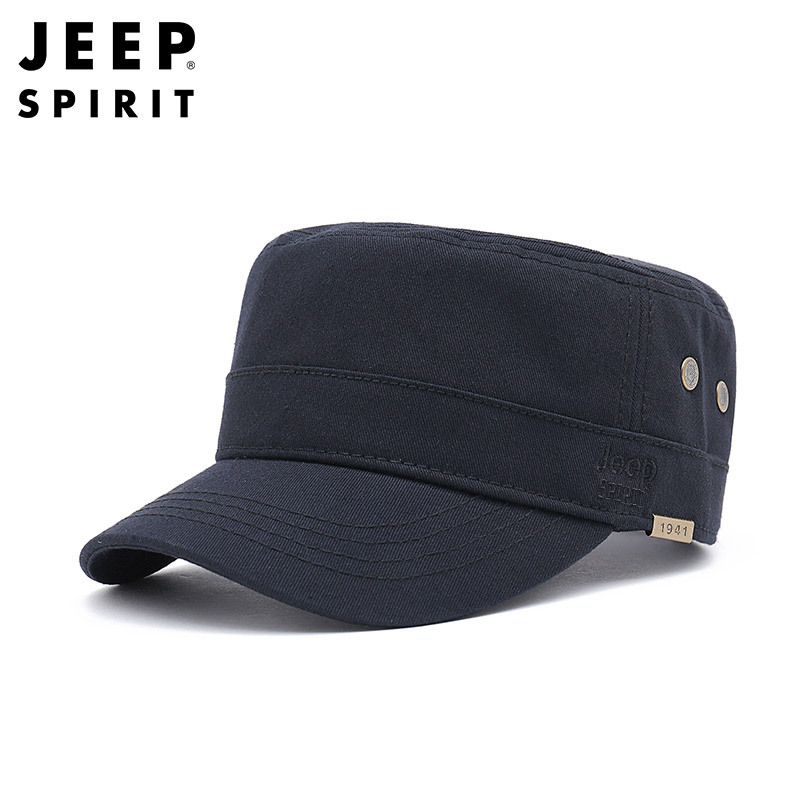 JEEP SPIRIT吉普鸭舌帽男可调节休闲平顶帽棉质男时尚遮阳旅游帽摄影钓鱼军旅帽子