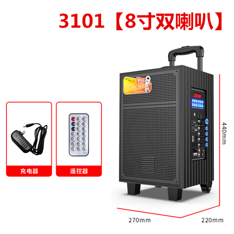 山水音响广场舞拉杆音响大音量高档三分频音箱 便携式户外专业演出蓝牙音响 家用K歌重低音 3101(BY)/个