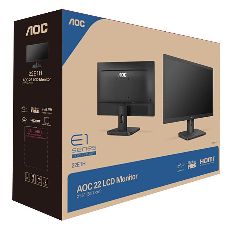 冠捷(AOC)22E1H 21.5寸显示器(全高清 可壁挂 HDMI接口 低蓝光不闪屏)