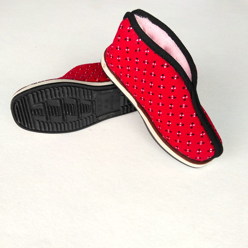 盛世尼曼手工棉鞋 男女冬季两片瓦蚌壳橡胶底中老人棉鞋 居家月子老布