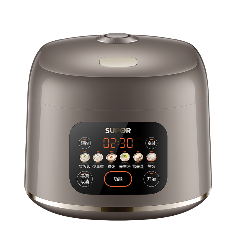 苏泊尔智能方形电饭煲4L茶色铝合金内胆750W二级能效触摸控制可预约热饭功能SF40FC3035高清大图