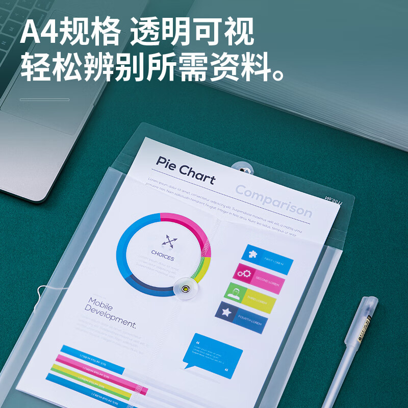 得力(deli)12只A4加厚防水透明文件袋资料袋绕绳档案袋 绑带式票据试卷收纳袋 学科分类P05511