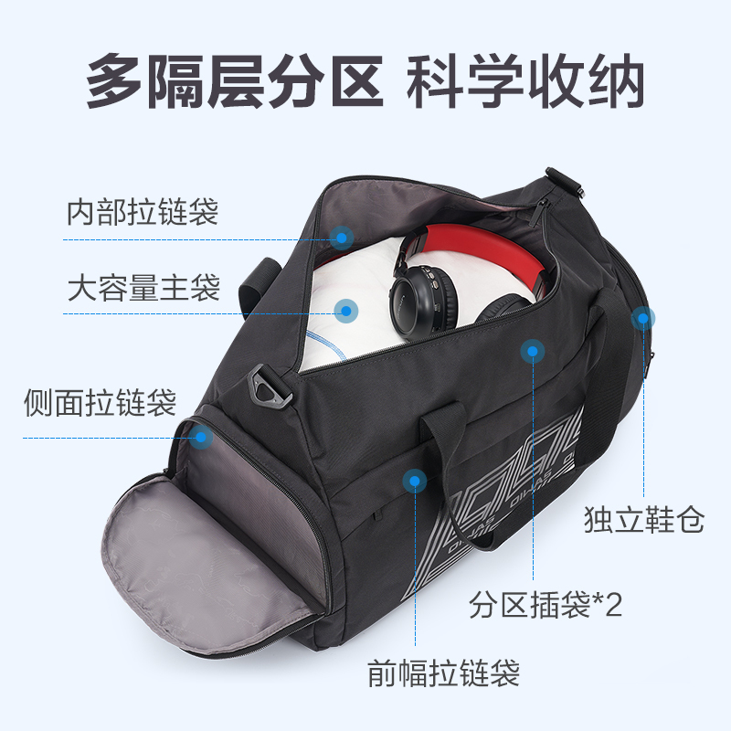 爱华仕行李包女轻便大容量帆布运动健身包轻便待产收纳旅行手提袋