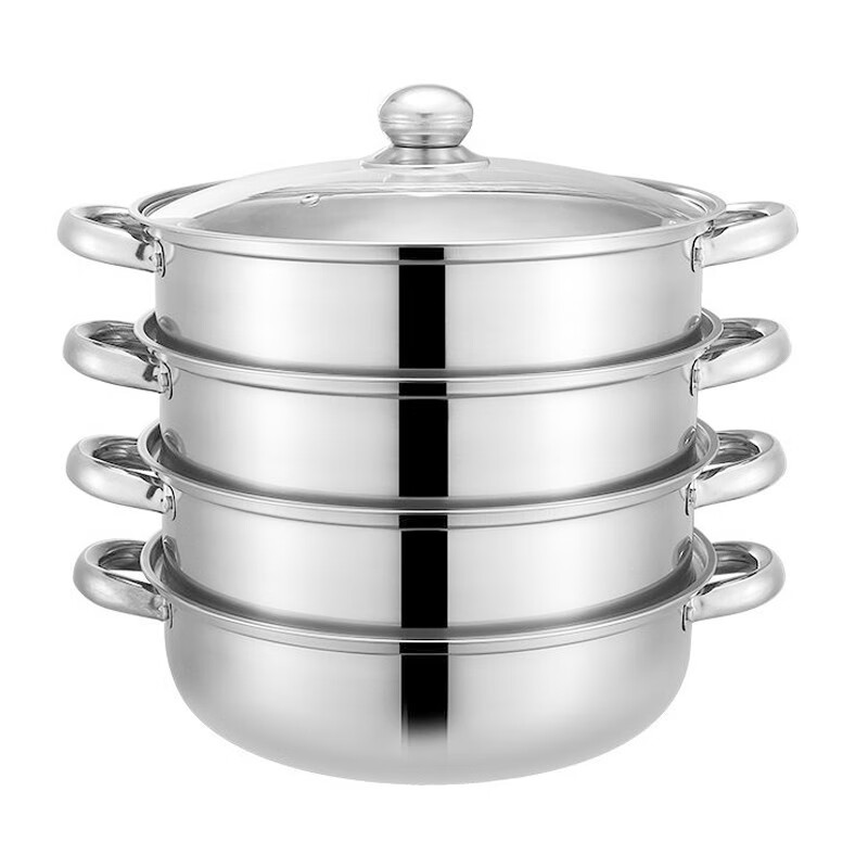 翰乐 HL-D4四层两层多功能蒸汤锅 银色 四层高清大图