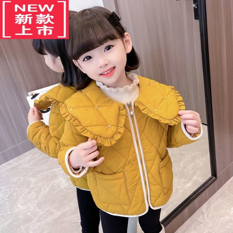 可莉允女童冬款加厚棉服女宝宝洋气娃娃领棉袄秋冬时髦韩版上衣外套冬装图片