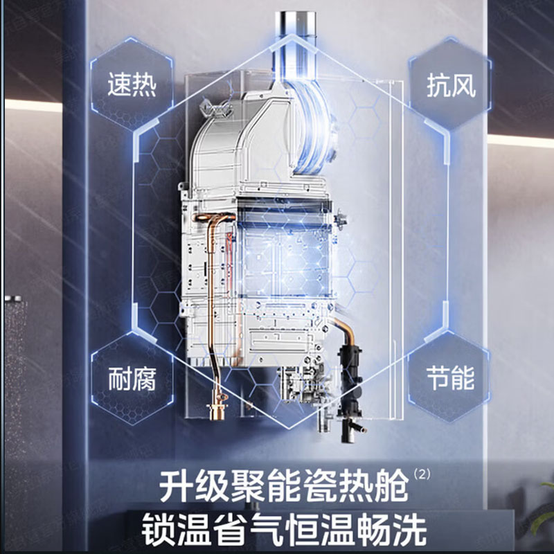 美的(Midea)燃气热水器16升 天然气 恒温节能 一厨两卫 启停恒温水伺服R6 Pro 2026新品高清大图