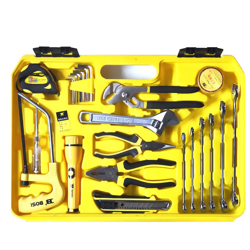 波斯bs511078机修汽修家用工具箱组合套装钢锯钳子套筒大力钳78件套