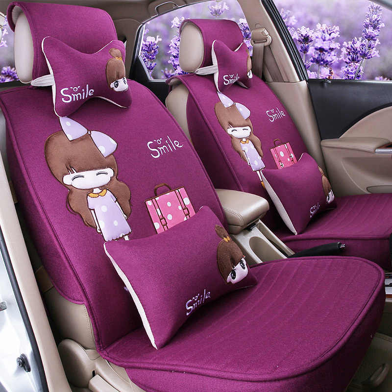 夏冬季四季通用汽车座套三菱劲炫asx帕杰罗速跑卡通全包女士坐垫