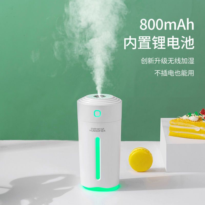 加湿器家用卧室大雾量迷你学生办公室大容量车载空气净化器香薰机|女神粉[升级标准版] 替换棉棒[5根]