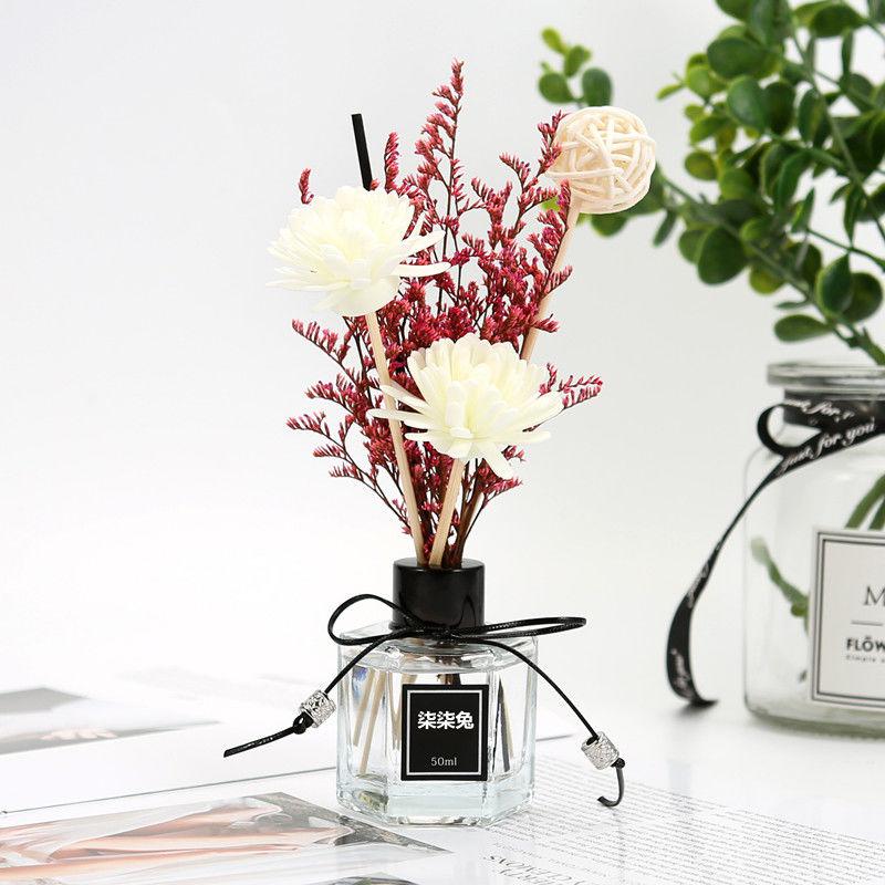 香薰房间家用空气清新剂厕所室内香水卧室卫生间除异味 永生花香薰2瓶+3瓶50ML补充液邂逅