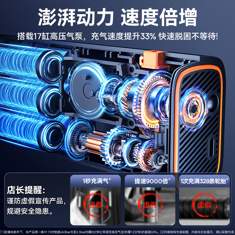 倍思(BASEUS) 超迷你Pro 无线车载充气泵 星曜黑 便携充气宝高清大图