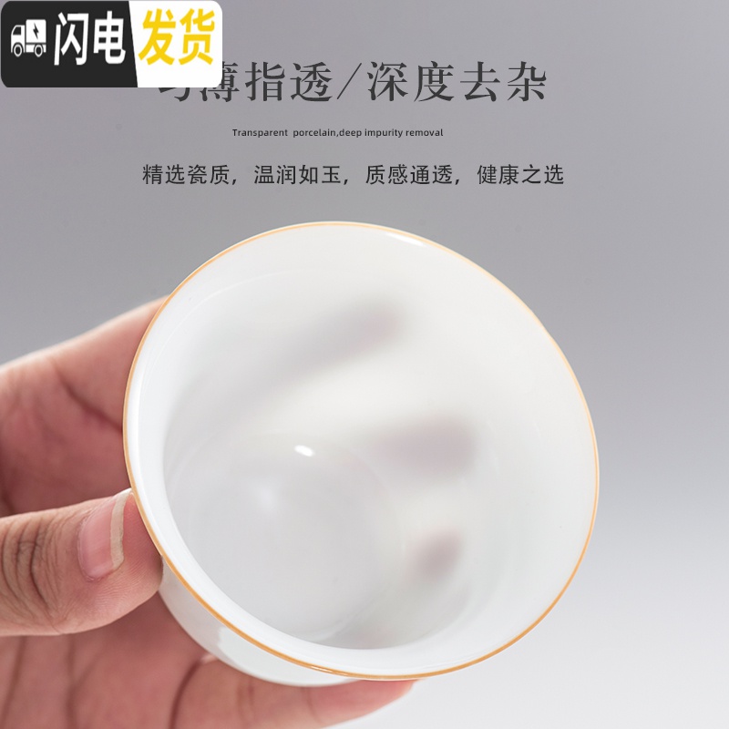三维工匠白瓷主人杯品茗杯女写字杯功夫茶杯喝茶单杯男陶瓷单个家用景德镇 执手杯67高清大图