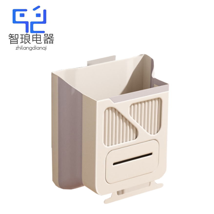 万允 家用可折叠壁挂式垃圾桶 灰白 10L/个高清大图