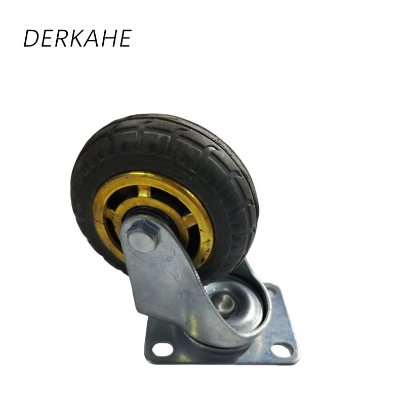 DERKAHE 中型手推车橡胶轮 φ125×32(5寸) 万向款 个高清大图
