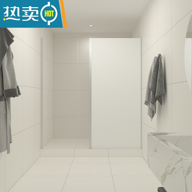 敬平浴间隐形浴帘套装免打孔日式防水布卫生间浴室折叠隔断淋浴帘高清大图