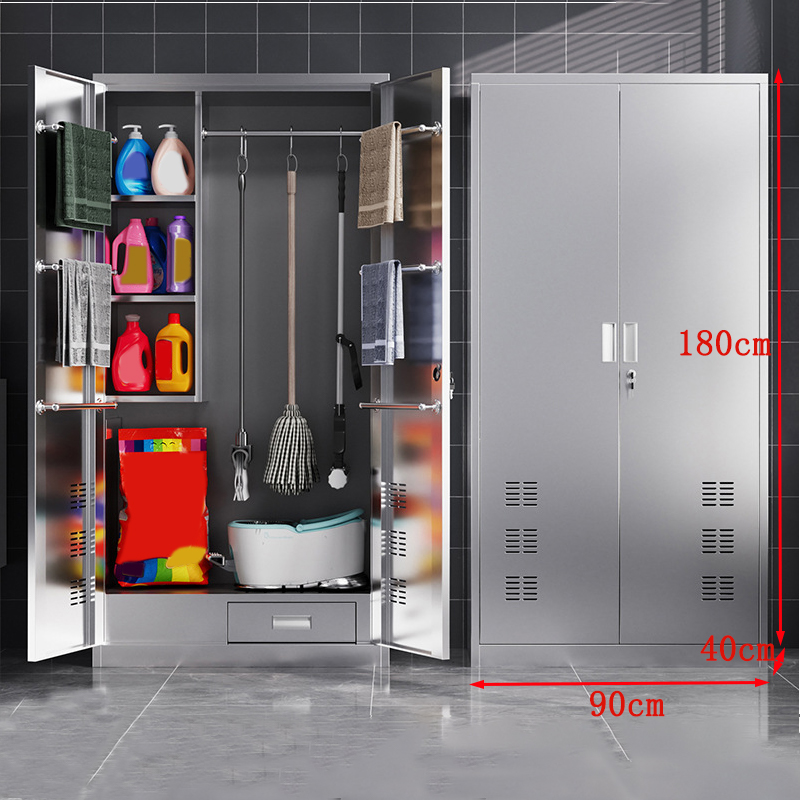 烁恒不锈钢清洁柜双门台高清大图
