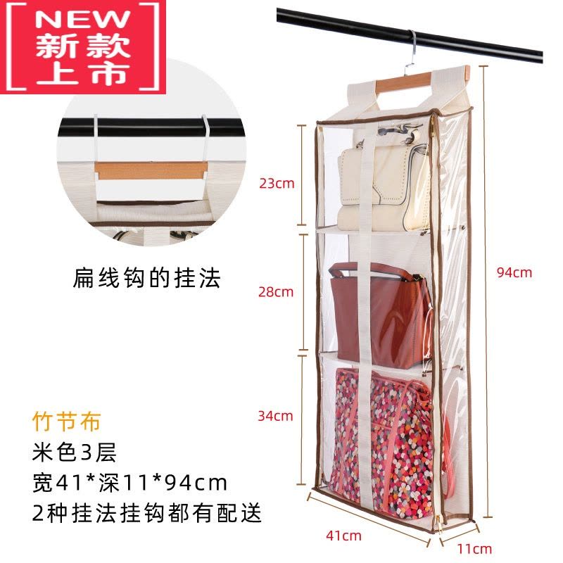 可莉允门后防尘包包收纳挂袋衣柜挂包器墙挂式帽子整理架透明布艺置物图片