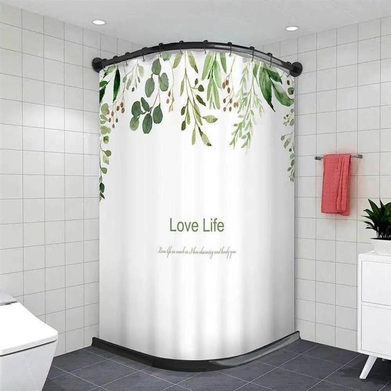 卫生间磁性浴帘套装免打孔弧形浴帘杆浴室淋浴房隔断帘加厚防水布