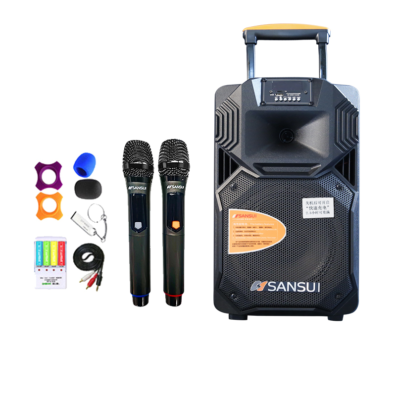 Sansui/山水 SS1-10豪华版户外音响广场舞音箱移动拉杆便携式一体机K歌大功率重低音带无线蓝牙话筒直播会议演出