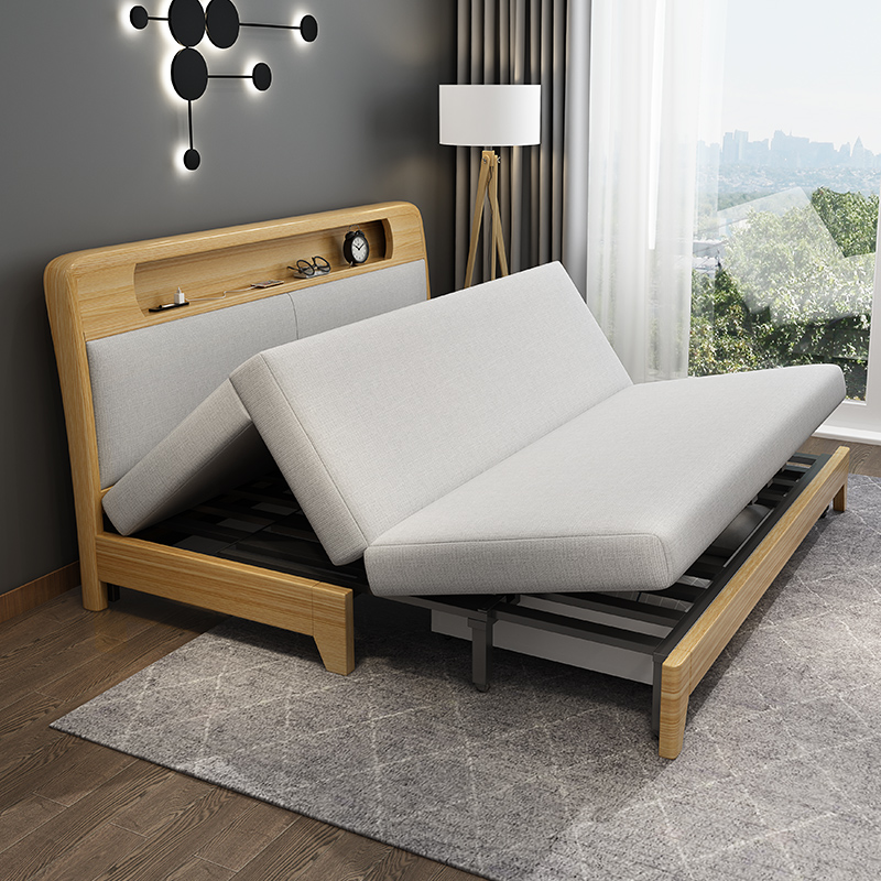 沙发床两用客厅小户型单人双人坐卧多功能懒人可折叠实木沙发床
