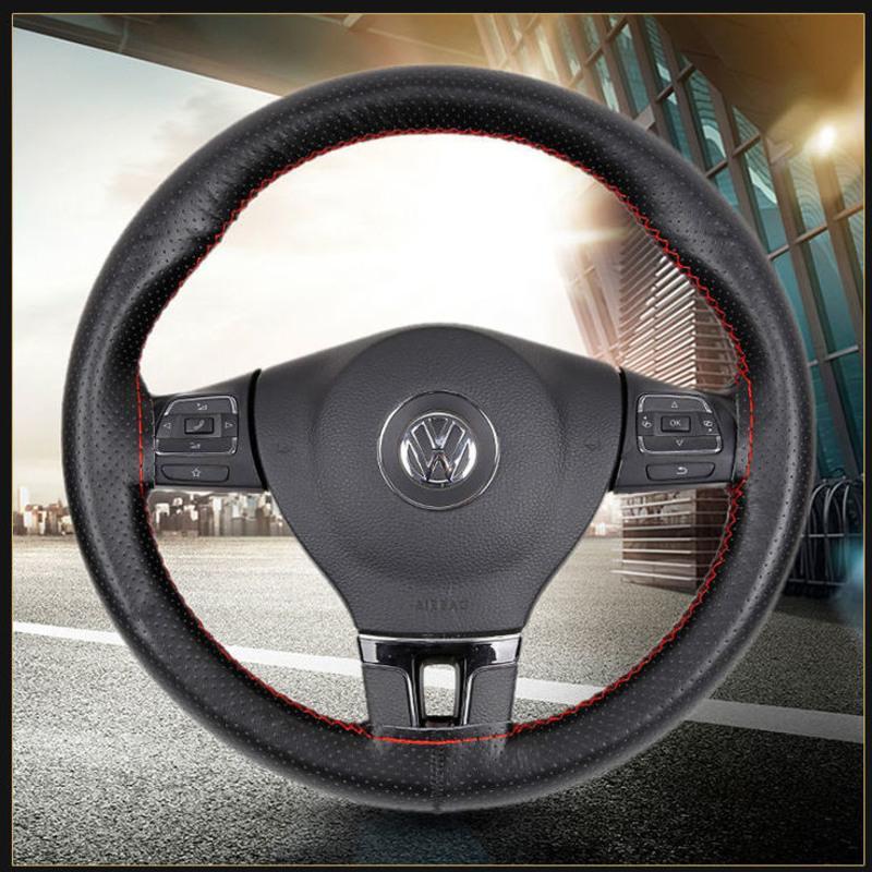 真皮手缝汽车方向盘套防滑耐磨透气四季通用型手工缝制皮汽车把套超纤