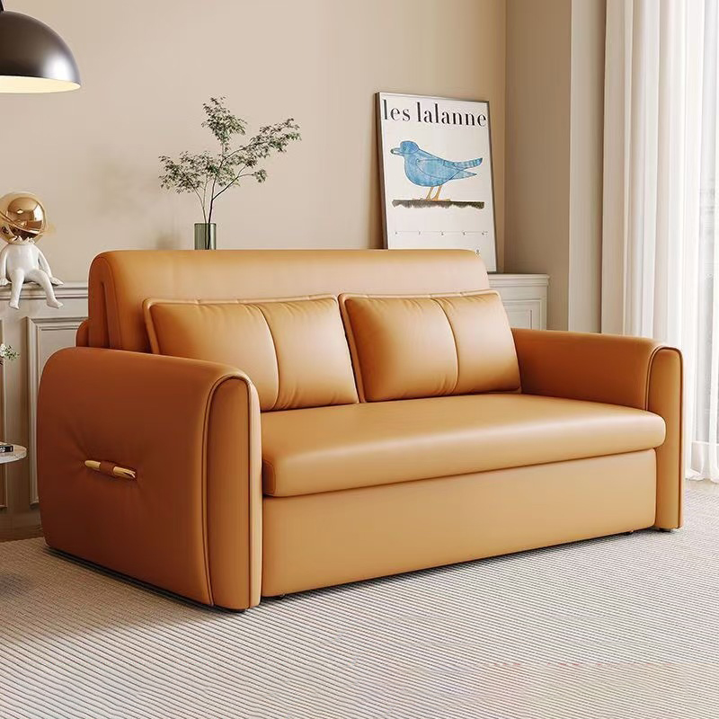 景山百岁 智能电动沙发床两用折叠防猫爪布真皮多功能卧室小户型双人伸缩床高清大图