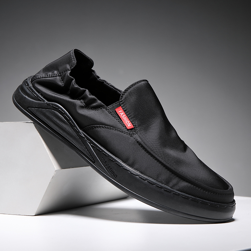 林先森懒人鞋男驾车软底夏季透气一脚蹬冰丝布鞋百搭黑色开车男士休闲