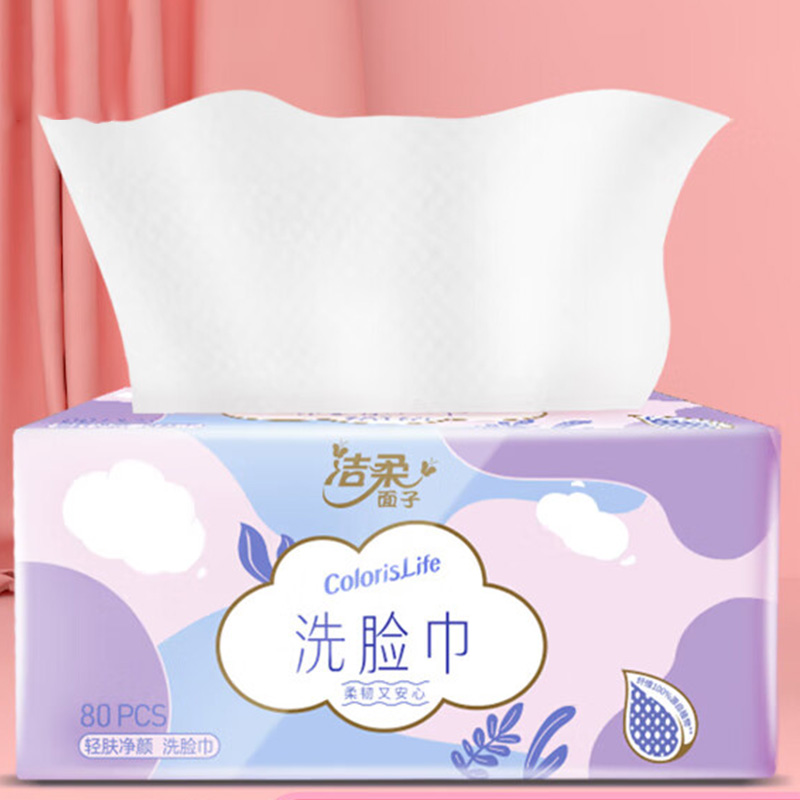 洁柔洗脸巾80抽*1层*6包柔韧厚实柔和亲肤JR308-24R包-6高清大图