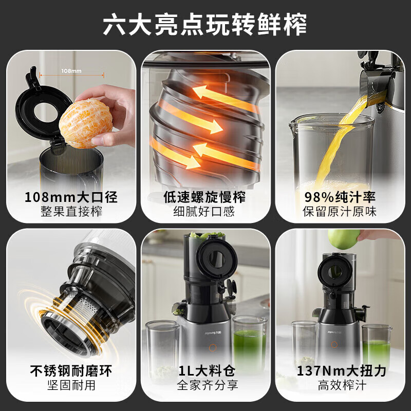 九阳榨汁机家用电动原汁机全自动多功能冷压榨果汁果蔬机汁渣分离 Z11-LZ868高清大图