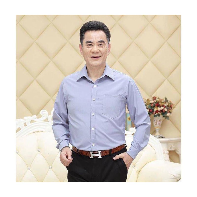 爸爸长袖衬衫 薄款中老年男装春夏季色衣服爷爷装休闲衬衣