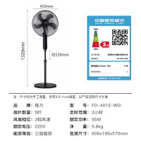 格力(GREE)[国家补贴]电风扇家用节能落地扇学生立式大风量客厅宿舍机械五叶扇 FD-4012-WG 黑