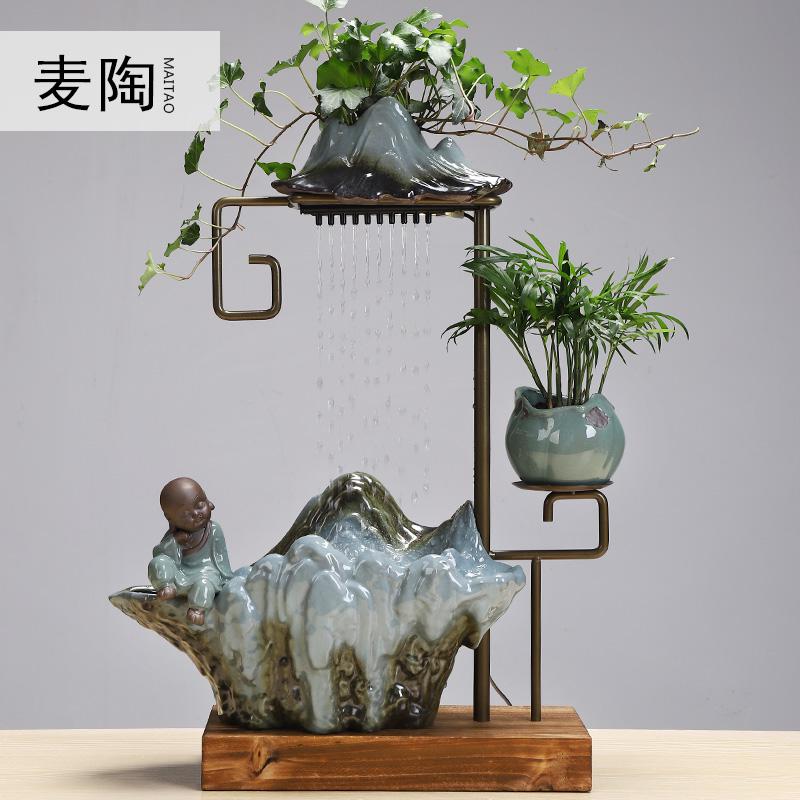 美帮汇创意客厅流水器喷泉加湿器轮办公室家居工艺摆件开业礼品高清大图