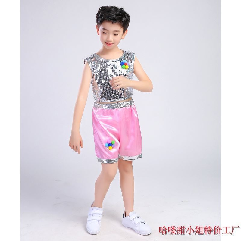 e83亮片男孩粉色150cm六一儿童演出服亮片公主裙蓬蓬男女童幼儿园白色