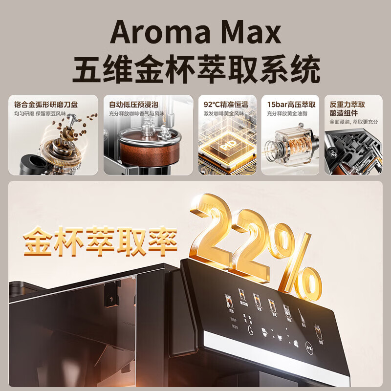 美的(Midea)咖魔方全自动咖啡机60s冷萃家用办公研磨一体机意式美式磨豆机 MA-ACX10S高清大图