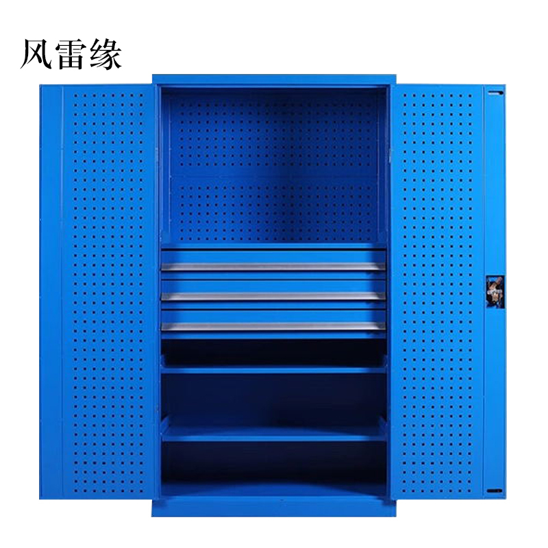 风雷缘工具柜加厚铁皮储物柜工厂车间用带抽屉汽修多功能收纳柜通门内三抽柜蓝色