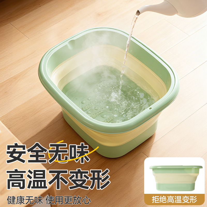 CCKO可折叠泡脚桶家用过小腿养生足浴桶便携式泡脚洗脚按摩足浴泡脚盆 蓝色带盖-折叠款高清大图