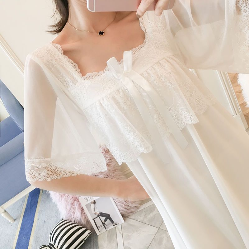 睡裙女夏季学生韩版可爱宽松夏蕾丝吊带睡衣女士性感公主风家居服