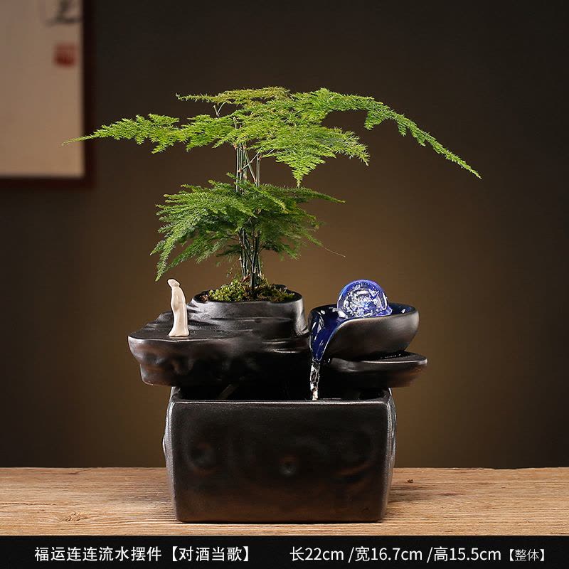 循环流水招财生财鱼缸装饰摆件水晶球轮喷泉景观乔迁开业礼品图片