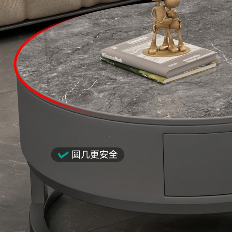 古达岩板茶几客厅家用北欧组合简约现代小户型小茶几圆形轻奢茶几桌